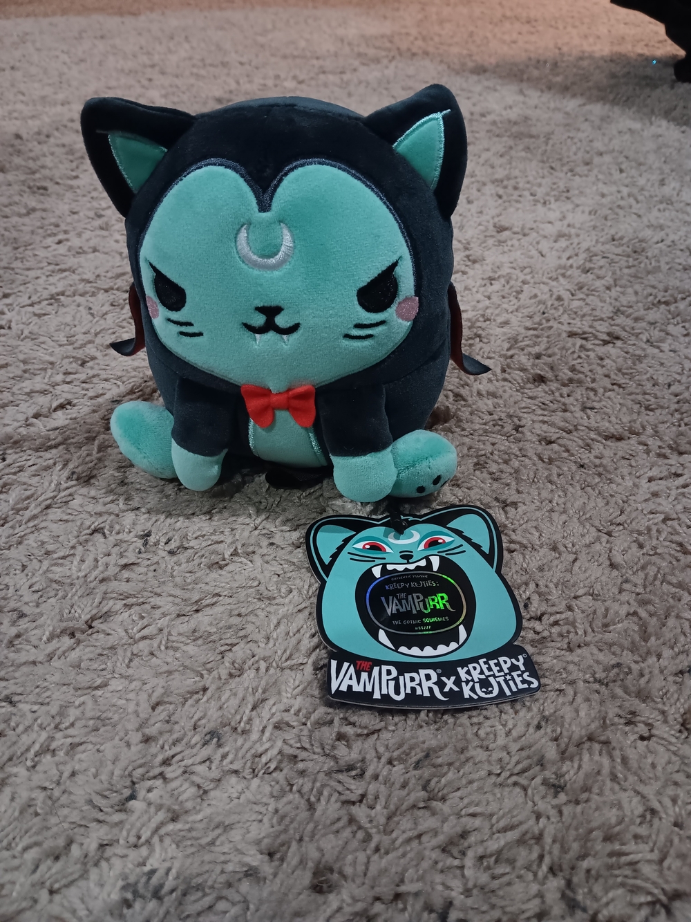 Mint & Black Plush Cat